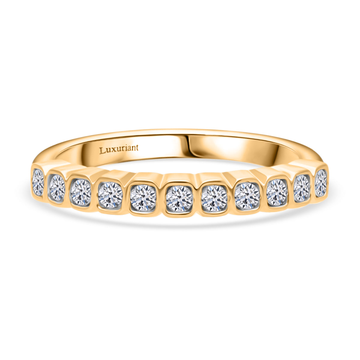 LUXURIANT 0.4 Ct. Lab Grown Diamond SI G-H Half Eternity Ring in 18K Vermeil Yellow Gold Plated Sterling Silver 8313788 0