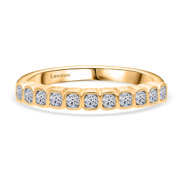 LUXURIANT 0.4 Ct. Lab Grown Diamond SI G-H Half Eternity Ring in 18K Vermeil Yellow Gold Plated Sterling Silver 8313788 1