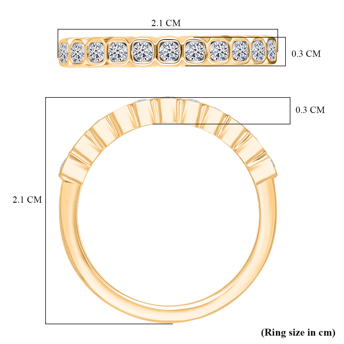 LUXURIANT 0.4 Ct. Lab Grown Diamond SI G-H Half Eternity Ring in 18K Vermeil Yellow Gold Plated Sterling Silver 8313788 6
