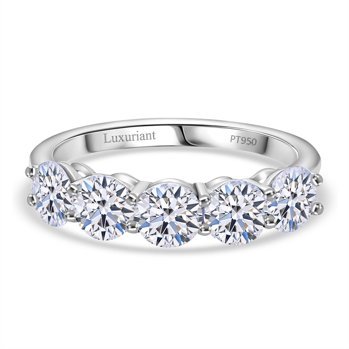 LUXURIANT 2 Ct. Lab Grown Diamond 5 Stone Ring in 950 Platinum, SGL Certified V32569739 0