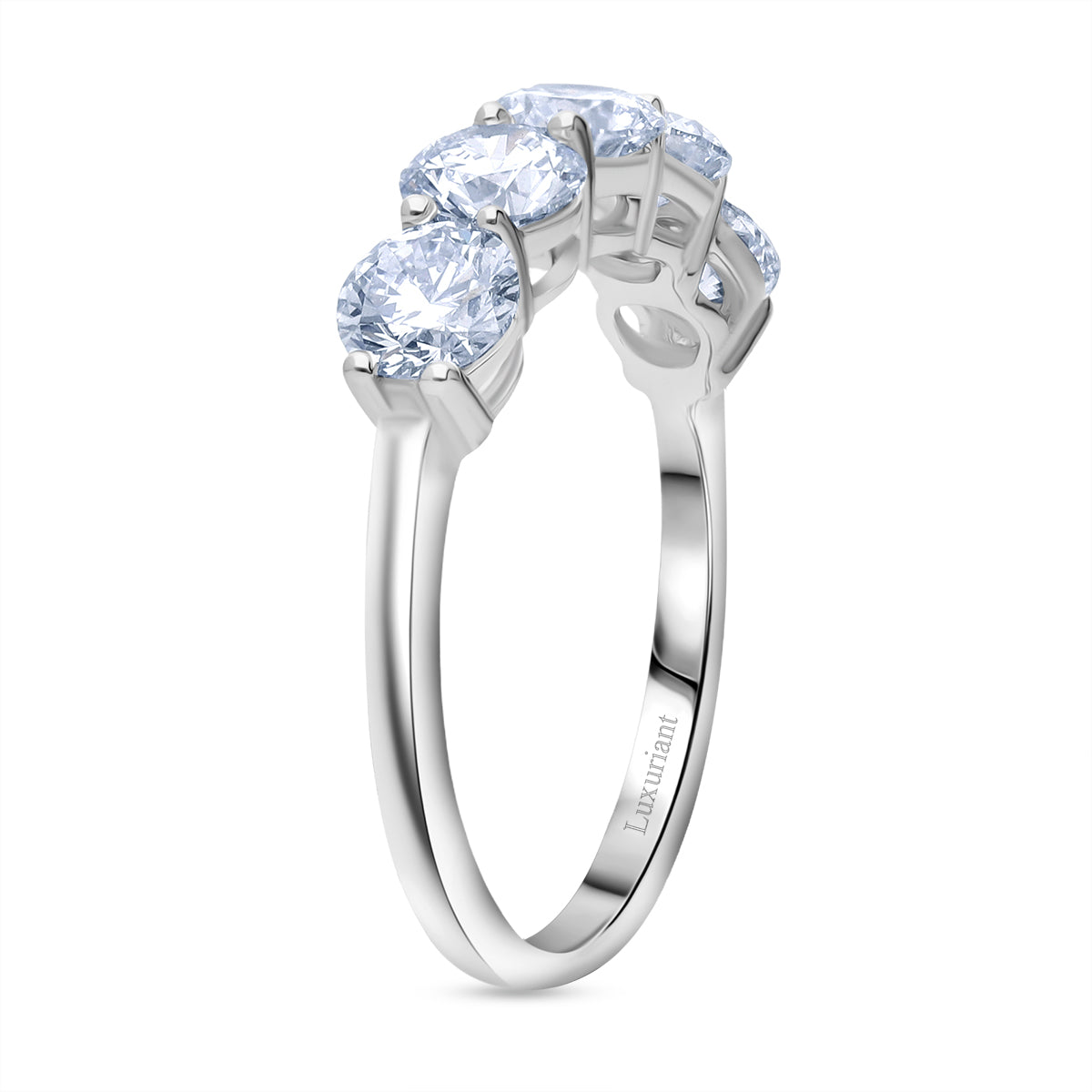 LUXURIANT 2 Ct. Lab Grown Diamond 5 Stone Ring in 950 Platinum, SGL Certified V32569739 3
