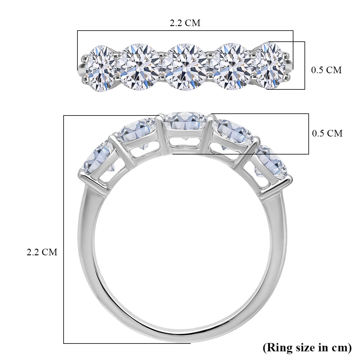 LUXURIANT 2 Ct. Lab Grown Diamond 5 Stone Ring in 950 Platinum, SGL Certified V32569739 5