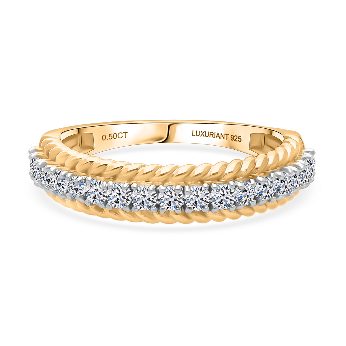 LUXURIANT 0.5 Ct. Lab Grown Diamond Half-Eternity Ring in 18K Vermeil Yellow Gold Plated Sterling Silver (SI-GH) 8314080 0