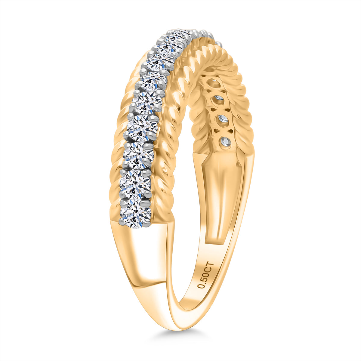 LUXURIANT 0.5 Ct. Lab Grown Diamond Half-Eternity Ring in 18K Vermeil Yellow Gold Plated Sterling Silver (SI-GH) 8314080 3