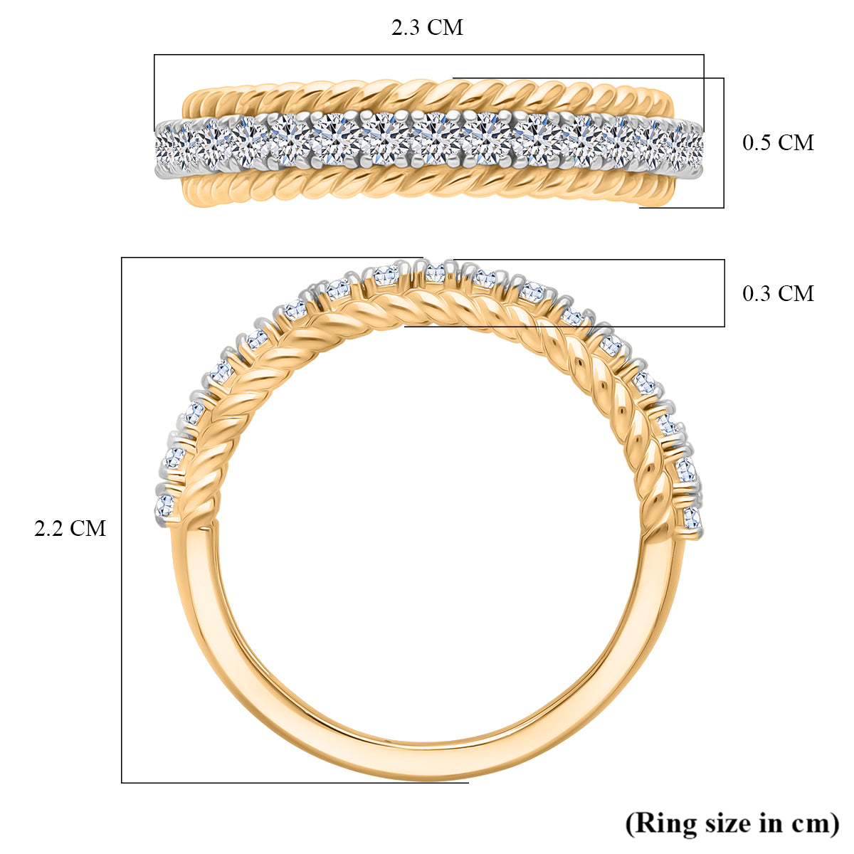 LUXURIANT 0.5 Ct. Lab Grown Diamond Half-Eternity Ring in 18K Vermeil Yellow Gold Plated Sterling Silver (SI-GH) 8314080 5