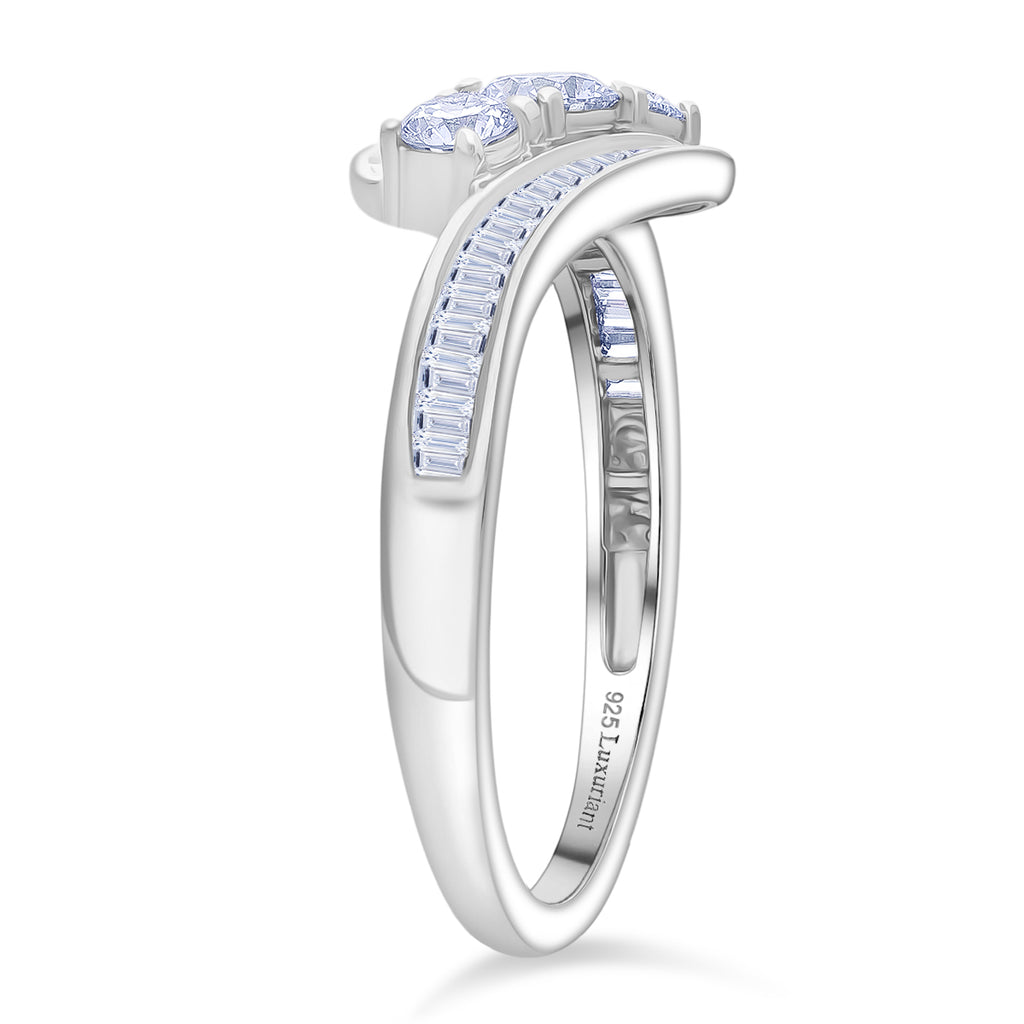 Luxuriant Lab Grown Diamond (SI/GH) Ring in Rhodium Overlay Sterling Silver 1.00 Ct._8314163_3