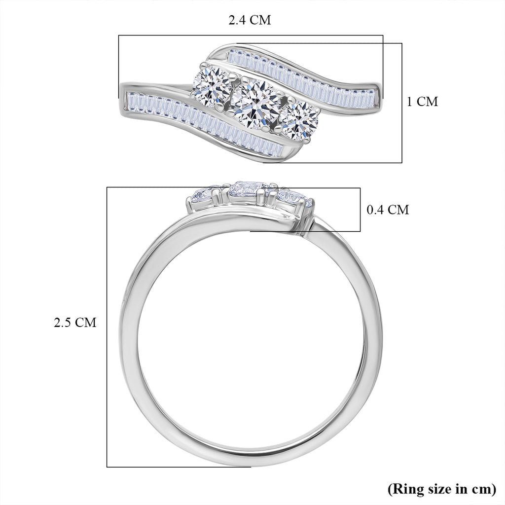Luxuriant Lab Grown Diamond (SI/GH) Ring in Rhodium Overlay Sterling Silver 1.00 Ct._8314163_5