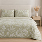 Livemore Set of 4: Reversible King Size Printed Bedding Sheet Set - inc. Deep Fitted Sheet, Duvet Cover & 2 x Pillowcases (225 x 220 cm)  - Green_8314296_2