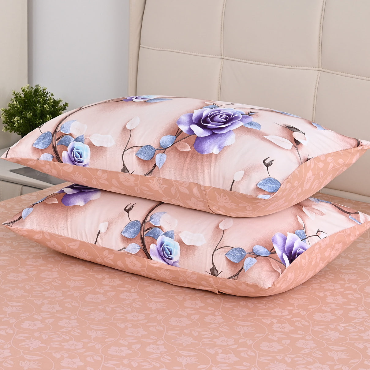 Livemore Set of 4: Reversible Printed Bedding Sheet Set - inc. Deep Fitted Sheet, Duvet Cover &amp; 2 x Pillowcases (Double, 200 x 200 cm) - Brown V32527707 5