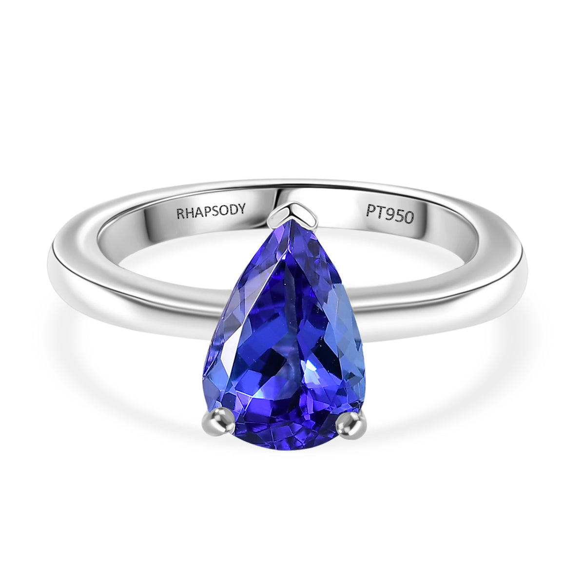 Rhapsody 950 Platinum AAAA Tanzanite Pear Cut Solitaire Ring 2.00 Ct. Platinum Wt 4.15 Gms_8314654