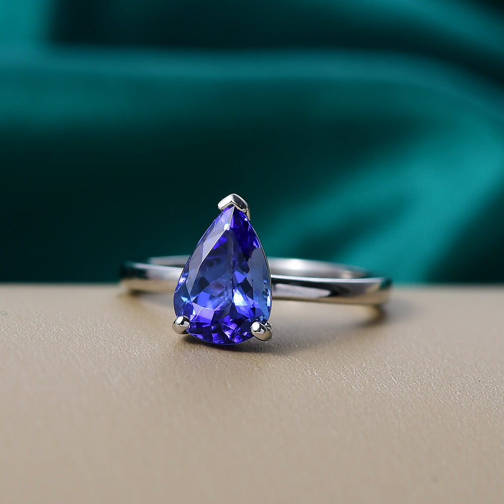 Rhapsody 950 Platinum AAAA Tanzanite Pear Cut Solitaire Ring 2.00 Ct. Platinum Wt 4.15 Gms_8314654_1