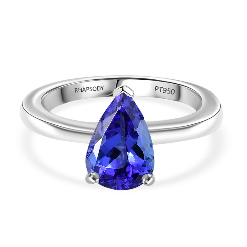 Rhapsody 950 Platinum AAAA Tanzanite Pear Cut Solitaire Ring 2.00 Ct. Platinum Wt 4.15 Gms_8314658