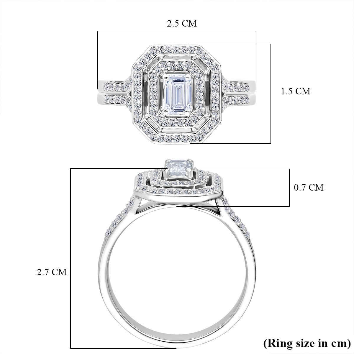 LUXURIANT 1 Ct. Lab Grown Diamond Halo Ring in Rhodium Overlay Sterling Silver 8314742 5