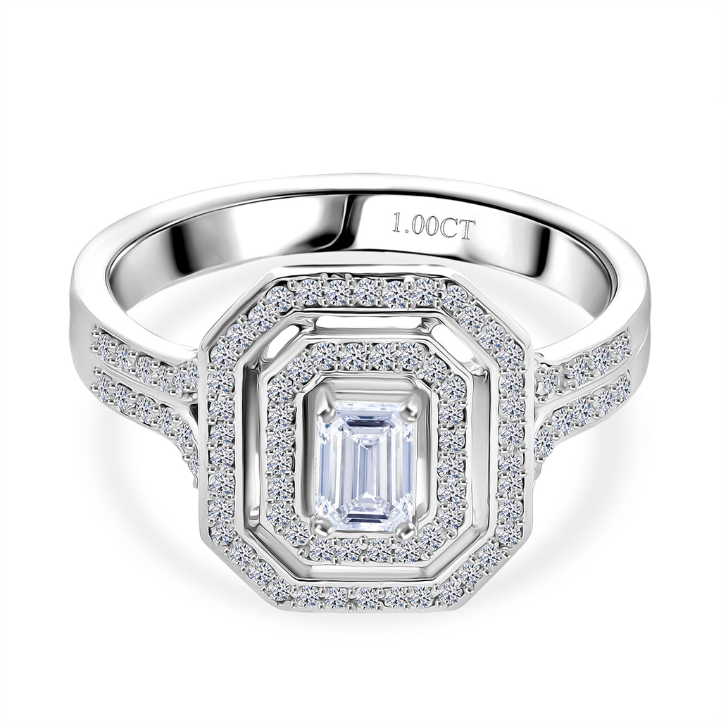 Luxuriant Lab Grown Diamond (SI/GH) Ring in Rhodium Overlay Sterling Silver 1.00 Ct, Silver Wt. 5.46 Gms._8314745