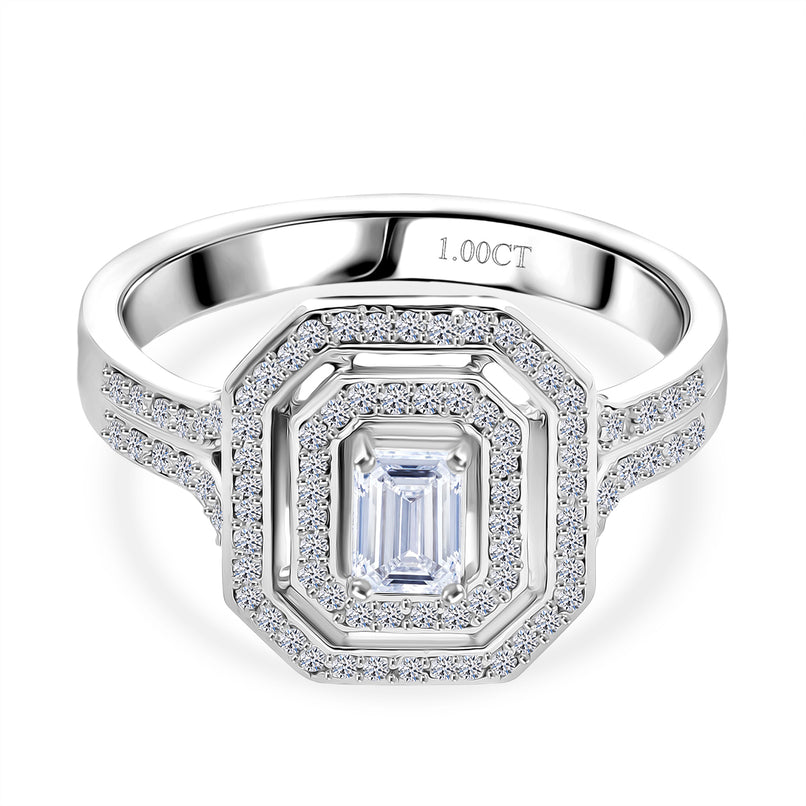 Luxuriant Lab Grown Diamond (SI/GH) Ring in Rhodium Overlay Sterling Silver 1.00 Ct, Silver Wt. 5.46 Gms._8314745
