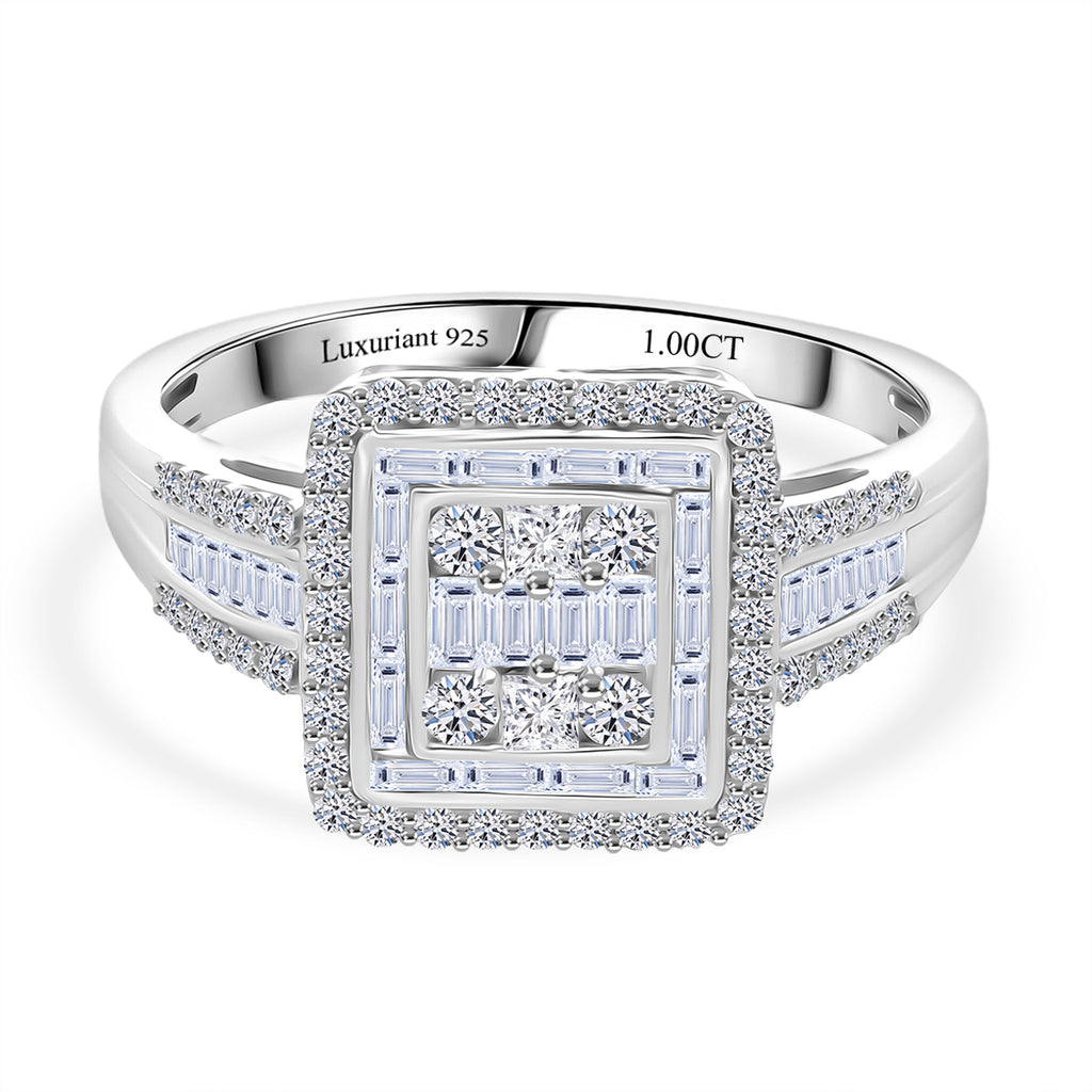 Luxuriant - Lab Grown Diamond (SI/G-H) Ring in Rhodium Overlay Sterling Silver 1.00 Ct._8314771