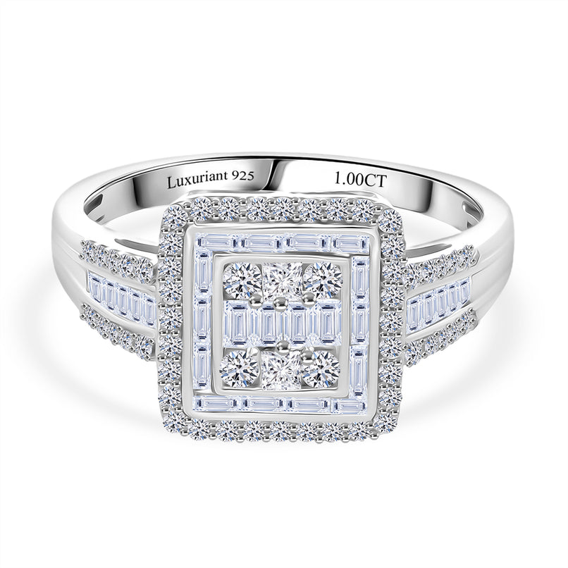 Luxuriant - Lab Grown Diamond (SI/G-H) Ring in Rhodium Overlay Sterling Silver 1.00 Ct._8314771