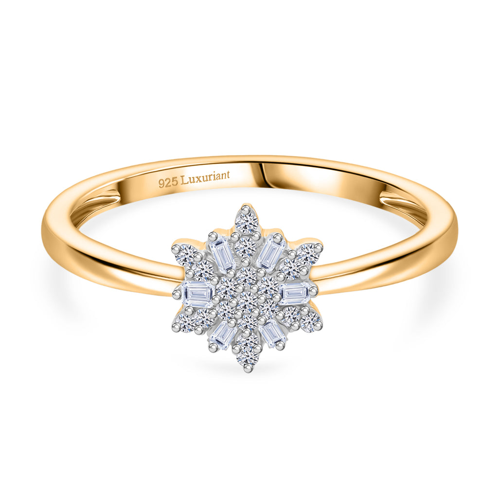 Luxuriant - Lab Grown Diamond (SI/GH) Cluster Floral Ring in 18K Vermeil Yellow Gold Plated Sterling Silver_8314889