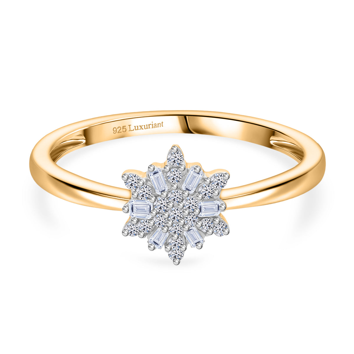 LUXURIANT Lab Grown Diamond Snowflake Ring in 18K Vermeil Yellow Gold Plated Sterling Silver (SI/GH) 8314889 0