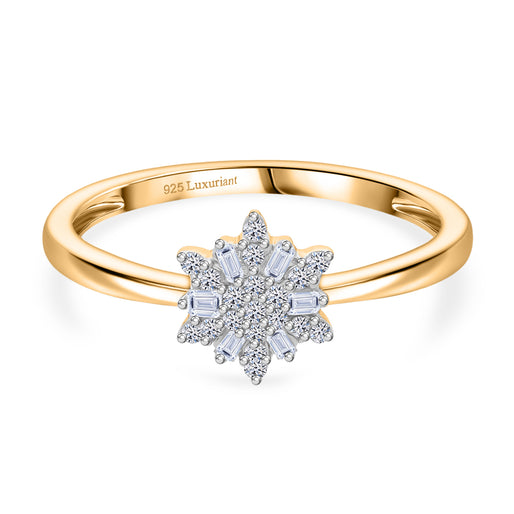 Luxuriant - Lab Grown Diamond (SI/GH) Cluster Floral Ring in 18K Vermeil Yellow Gold Plated Sterling Silver_8314889