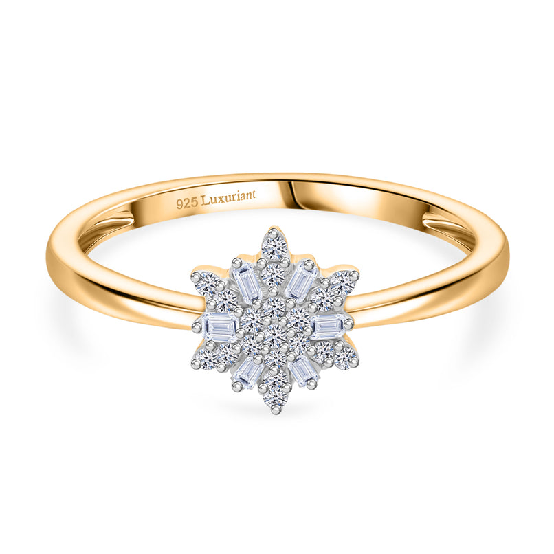 Luxuriant - Lab Grown Diamond (SI/GH) Cluster Floral Ring in 18K Vermeil Yellow Gold Plated Sterling Silver_8314889