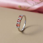 950 Platinum AAAA Natural Padparadscha Sapphire Lab Grown Diamond (SI/GH) Ring Platinum Wt. 3.37 Gms._8314934_1