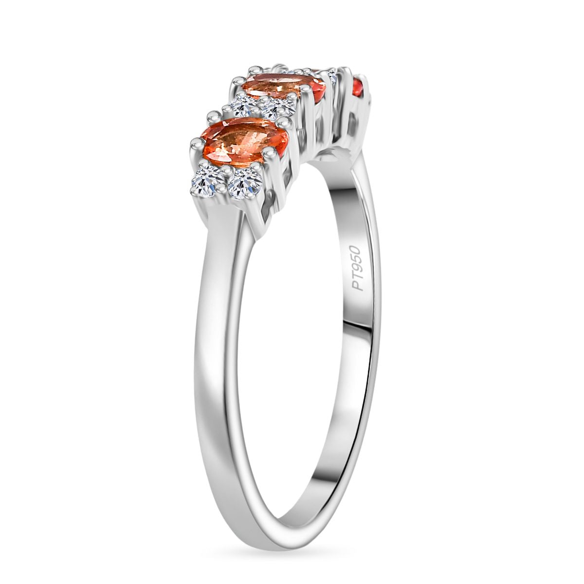 LUXURIANT AAAA Padparadscha Sapphire, Lab Grown Diamond Ring in 950 Platinum (SI-GH) V32579201 4
