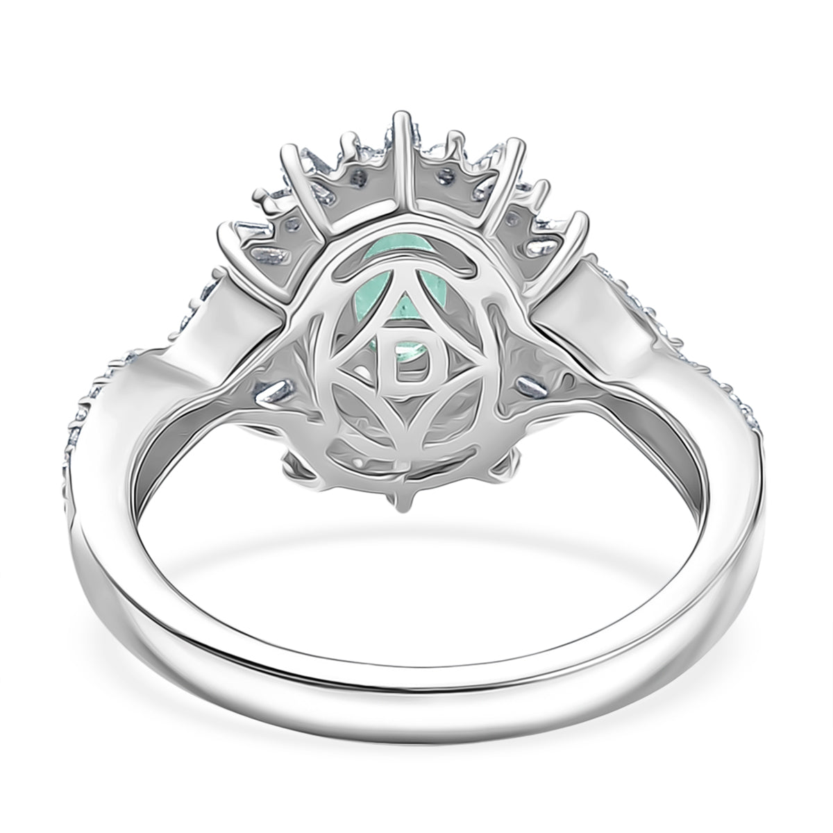 D'Joy Emerald, Yellow Sapphire &amp; Moissanite Halo Ring in Rhodium Overlay Sterling Silver 1.02 Ct. 8314981 5