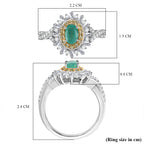 D'Joy Emerald, Yellow Sapphire & Moissanite Halo Ring in Rhodium Overlay Sterling Silver 1.02 Ct._8314981_5