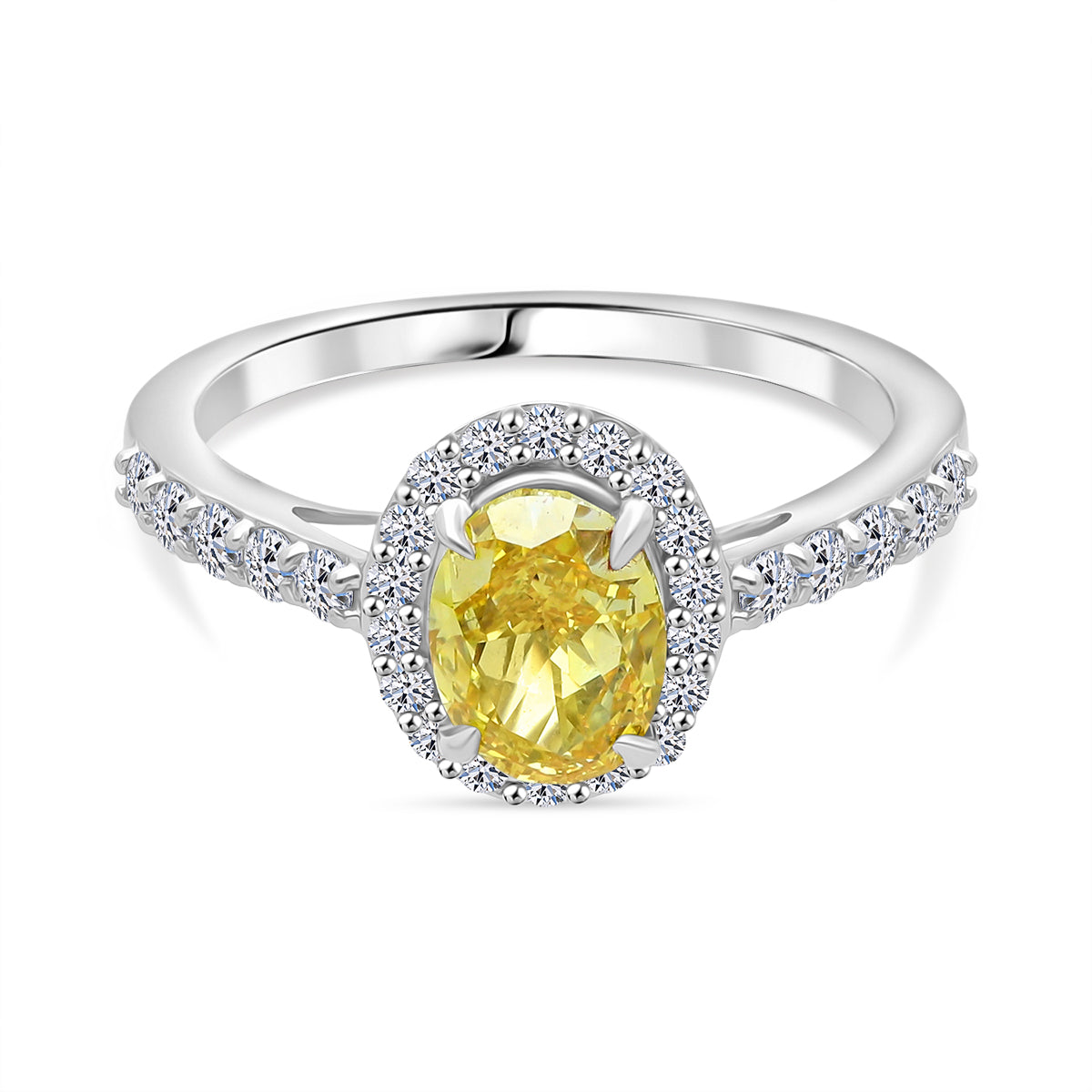 LUXURIANT 2 Ct. Lab Grown Yellow Diamond Halo Ring in 950 Platinum, SGL Certified 8314992 0