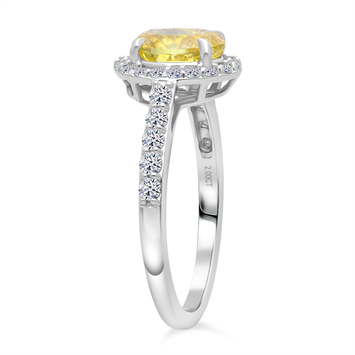 LUXURIANT 2 Ct. Lab Grown Yellow Diamond Halo Ring in 950 Platinum, SGL Certified 8314992 3