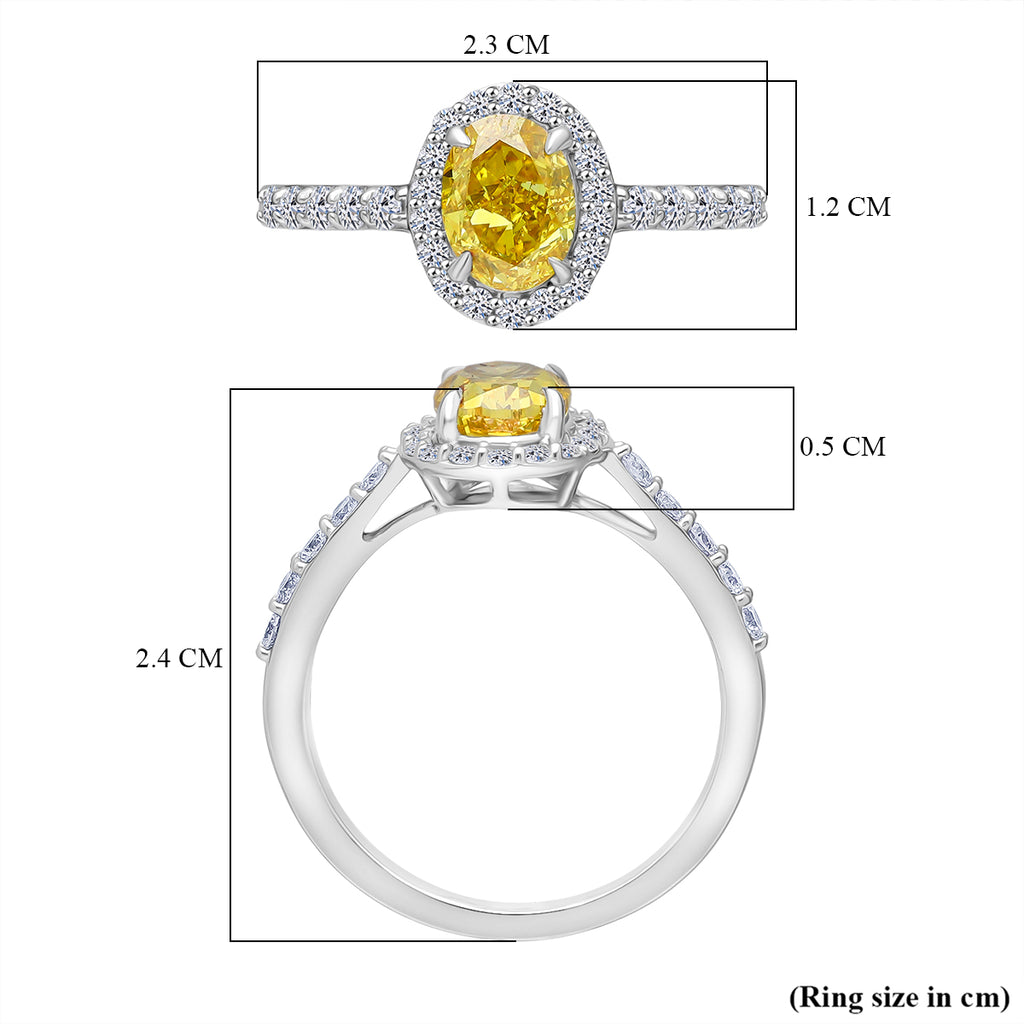 Luxuriant 950 Platinum Lab Grown SGL Certified (VS) Yellow Lab Grown & Lab Grown (VS/EF) Diamond Ring 2.00 Ct, Platinum Wt. 4.30 Gms._8314992_5