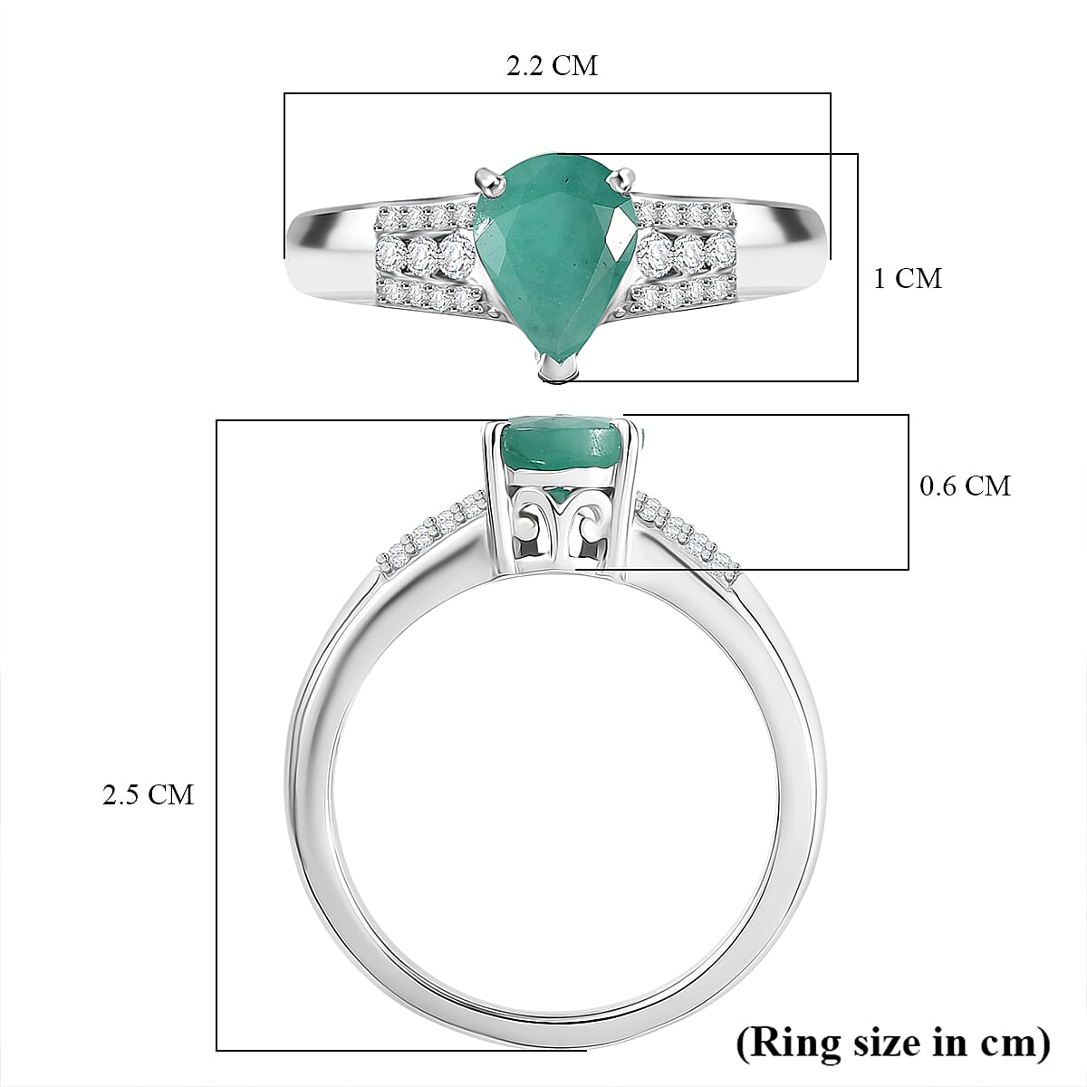 D'Joy Emerald &amp; Moissanite Ring in Rhodium Overlay Sterling Silver 1.22 Ct. V32538476 6