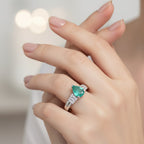 D'Joy Emerald & Moissanite Ring in Rhodium Overlay Sterling Silver 1.22 Ct._8315003_2