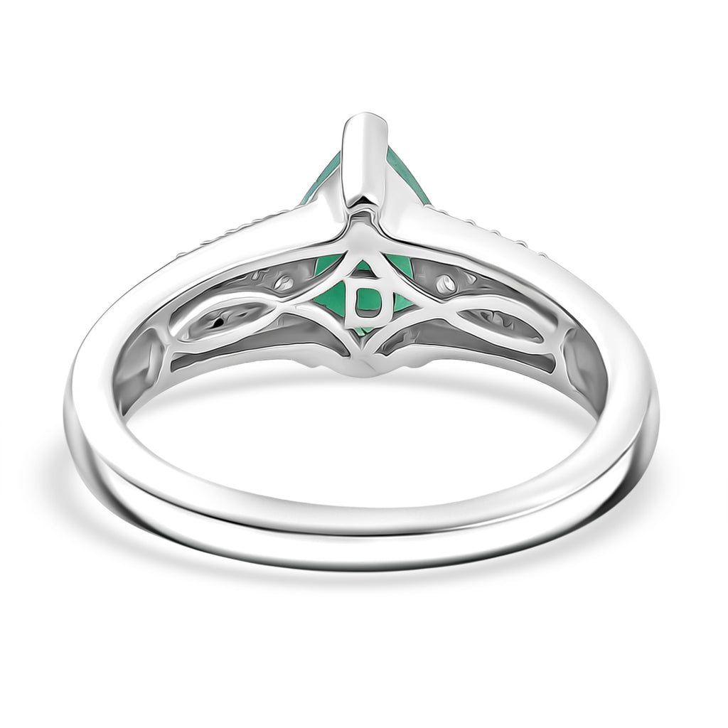 D'Joy Emerald & Moissanite Ring in Rhodium Overlay Sterling Silver 1.22 Ct._8315003_4