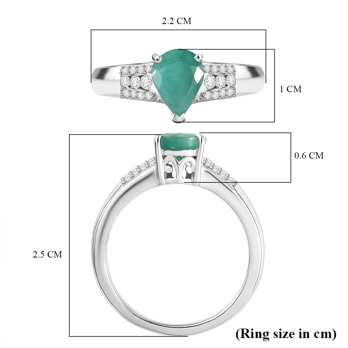 D'Joy Emerald &amp; Moissanite Ring in Rhodium Overlay Sterling Silver 1.22 Ct. V32528719 6