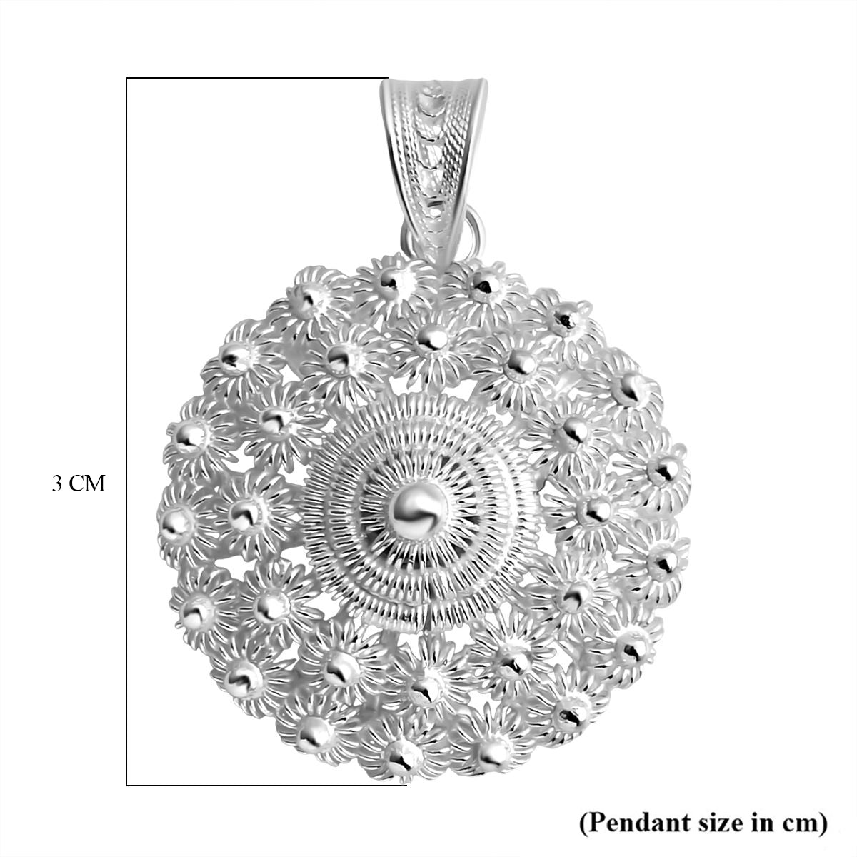 Royal Bali Tarakasi Collection Sterling Silver Floral Filigree Pendant 8316143 6