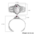 Royal Bali Collection - Ox Bone & Ruby Bangle (Size 7.5) Sterling Silver 15.58 Ct, Silver Wt. 44.45 Gms._8316151_6