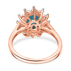 Luxuriant Sleeping Beauty Turquoise & Lab Grown Diamond (SI/GH) Halo Ring in 18K Vermeil Rose Gold Plated Sterling Silver 2.38 Ct._8316216_4