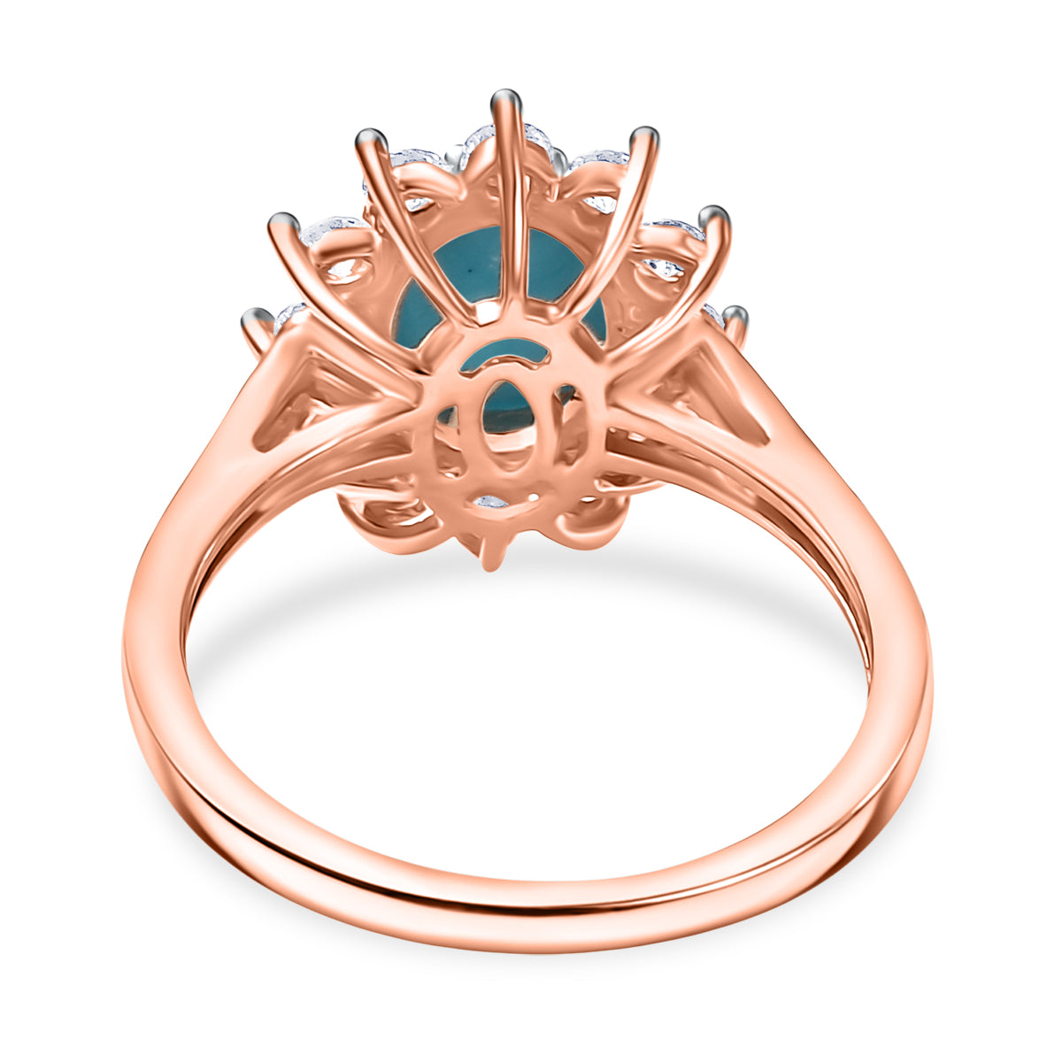 DOORBUSTER DEAL - Luxuriant Sleeping Beauty Turquoise &amp; Lab Grown Diamond (SI/GH) Ring in 18K Vermeil Rose Gold Plated Sterling Silver 2.38 Ct. V32515599 5