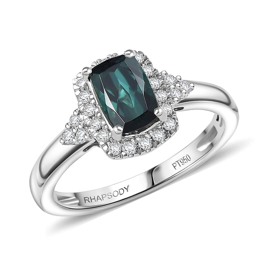 Rhapsody 950 Platinum AAAA Indicolite White Diamond EF, VS Main Stone With Surrounding Stone Ring, Platinum Wt.5.08 Gms  1.370  Ct._8316355