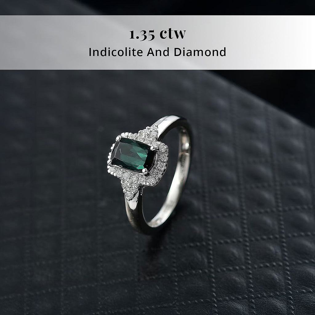 Rhapsody 950 Platinum AAAA Indicolite White Diamond EF, VS Main Stone With Surrounding Stone Ring, Platinum Wt.5.08 Gms  1.370  Ct._8316355_2