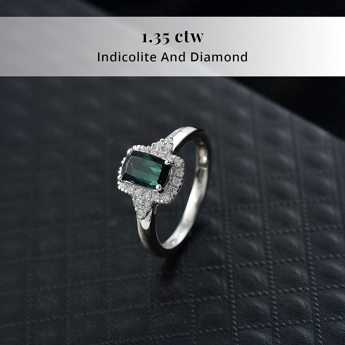 Certified and Appraised RHAPSODY AAAA Indicolite White Diamond EF, VS Main Stone With Surrounding Stone Ring in 950 Platinum, Platinum Wt.5.08 Gms 1.370 Ct. 8316355 2