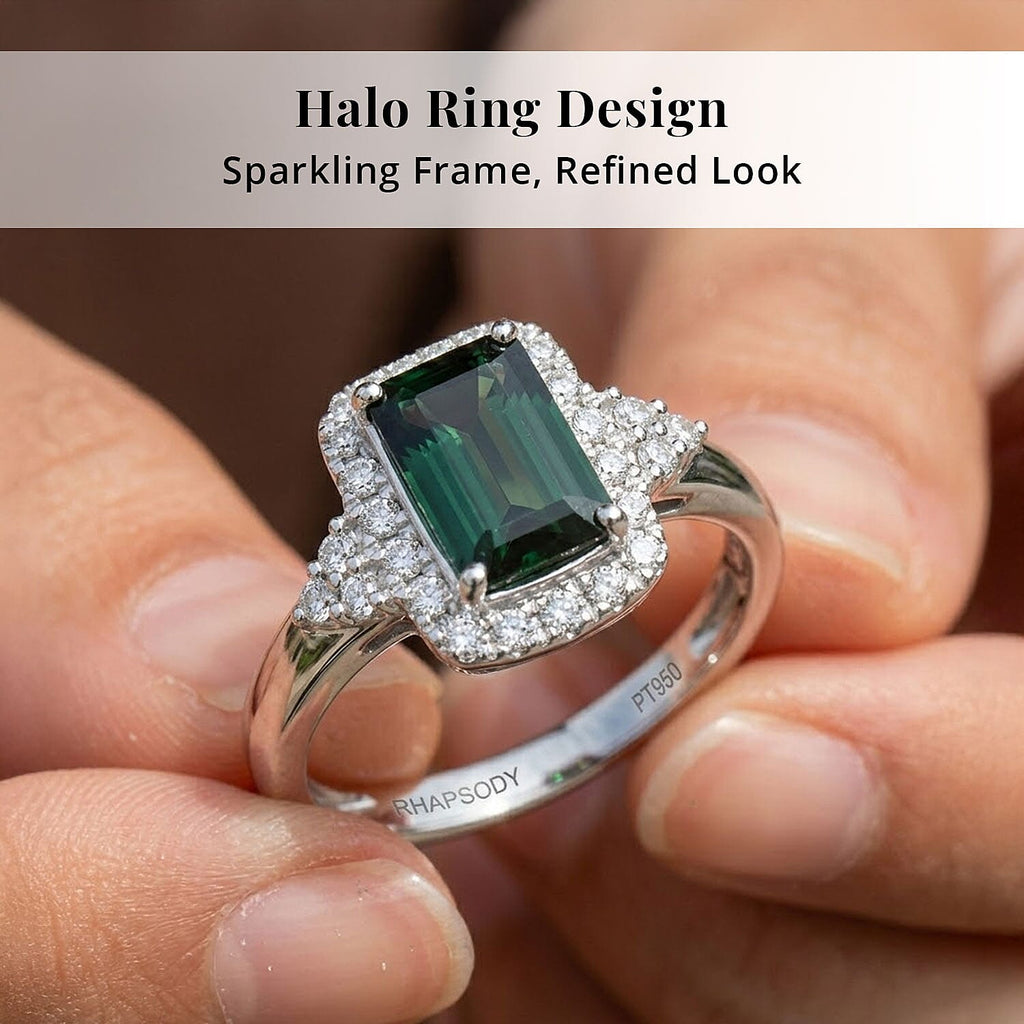 Rhapsody 950 Platinum AAAA Indicolite White Diamond EF, VS Main Stone With Surrounding Stone Ring, Platinum Wt.5.08 Gms  1.370  Ct._8316355_4