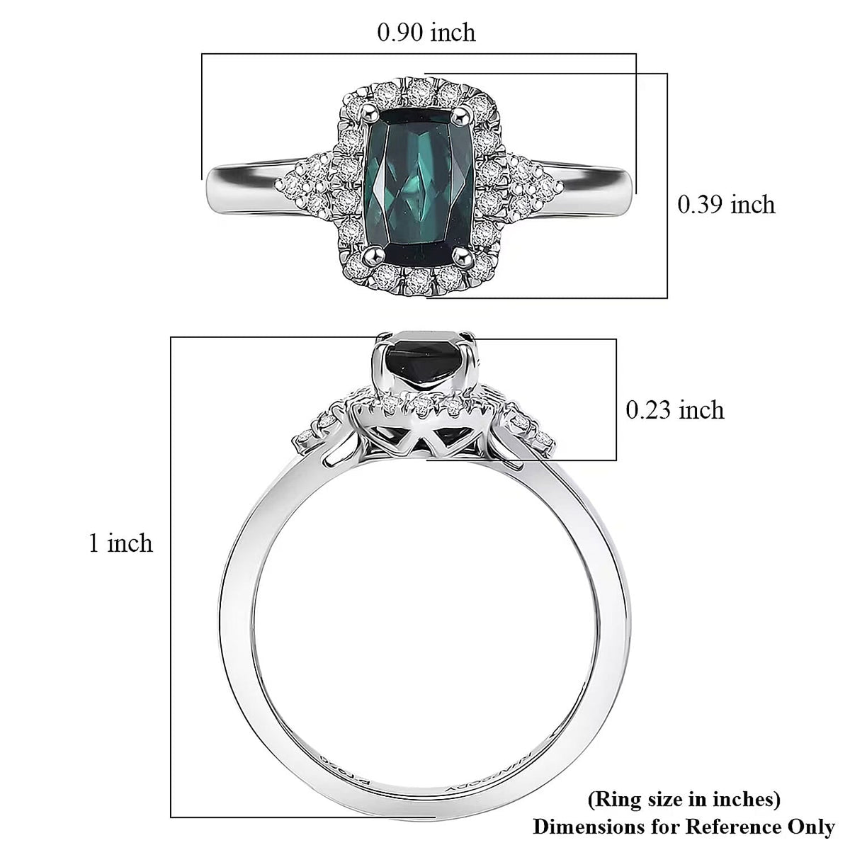 Certified and Appraised RHAPSODY AAAA Indicolite White Diamond EF, VS Main Stone With Surrounding Stone Ring in 950 Platinum, Platinum Wt.5.08 Gms 1.370 Ct. 8316355 5