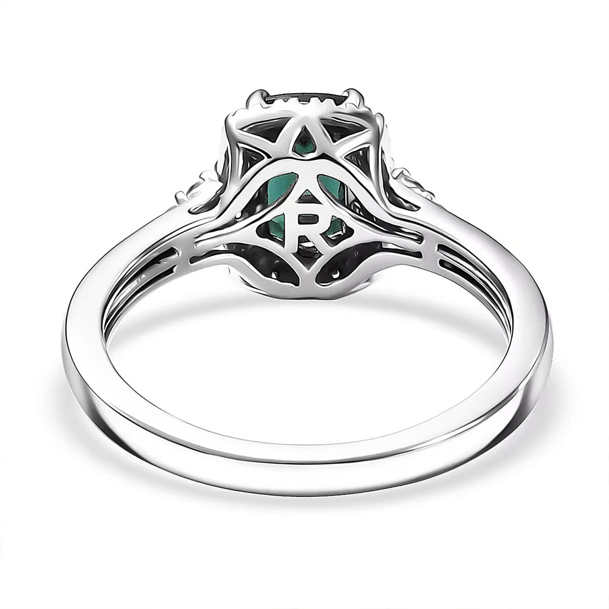 Certified and Appraised RHAPSODY AAAA Indicolite White Diamond EF, VS Main Stone With Surrounding Stone Ring in 950 Platinum, Platinum Wt.5.08 Gms 1.370 Ct. 8316355 6