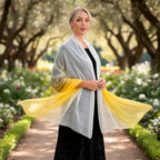 La Marey 100% Mulberry Silk Yellow Ombre Scarf (106 x 195cm)_8319326_1