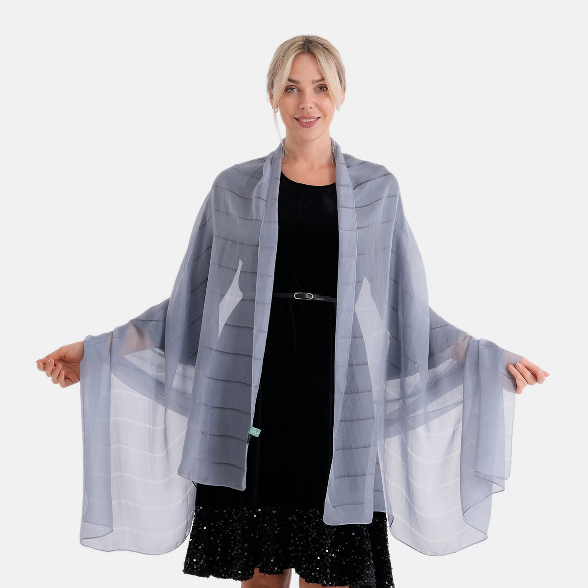 La Marey Mulberry Silk Scarf (177 x 110 cm) - Grey V32565706 0