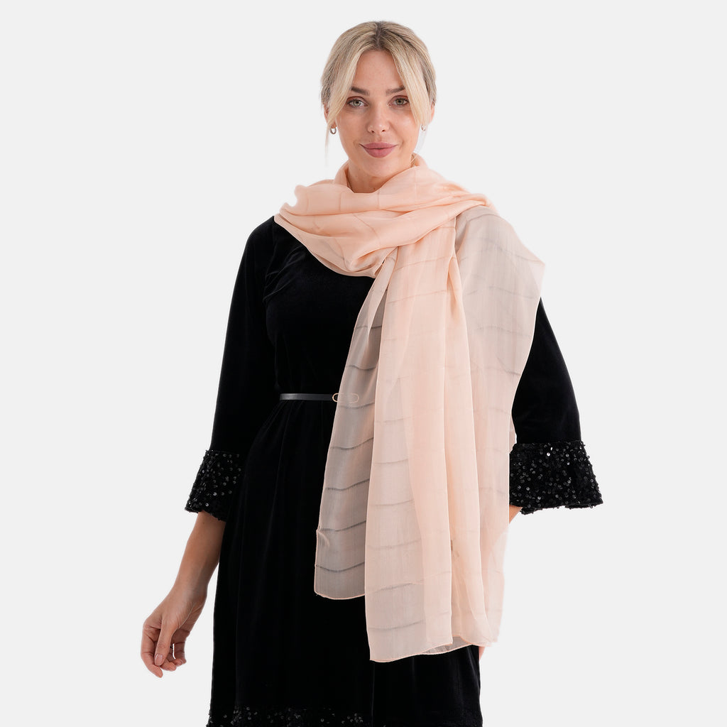 La Marey 100% Mulberry Silk Scarf (177 x 110 cm) - Beige_8319336_2
