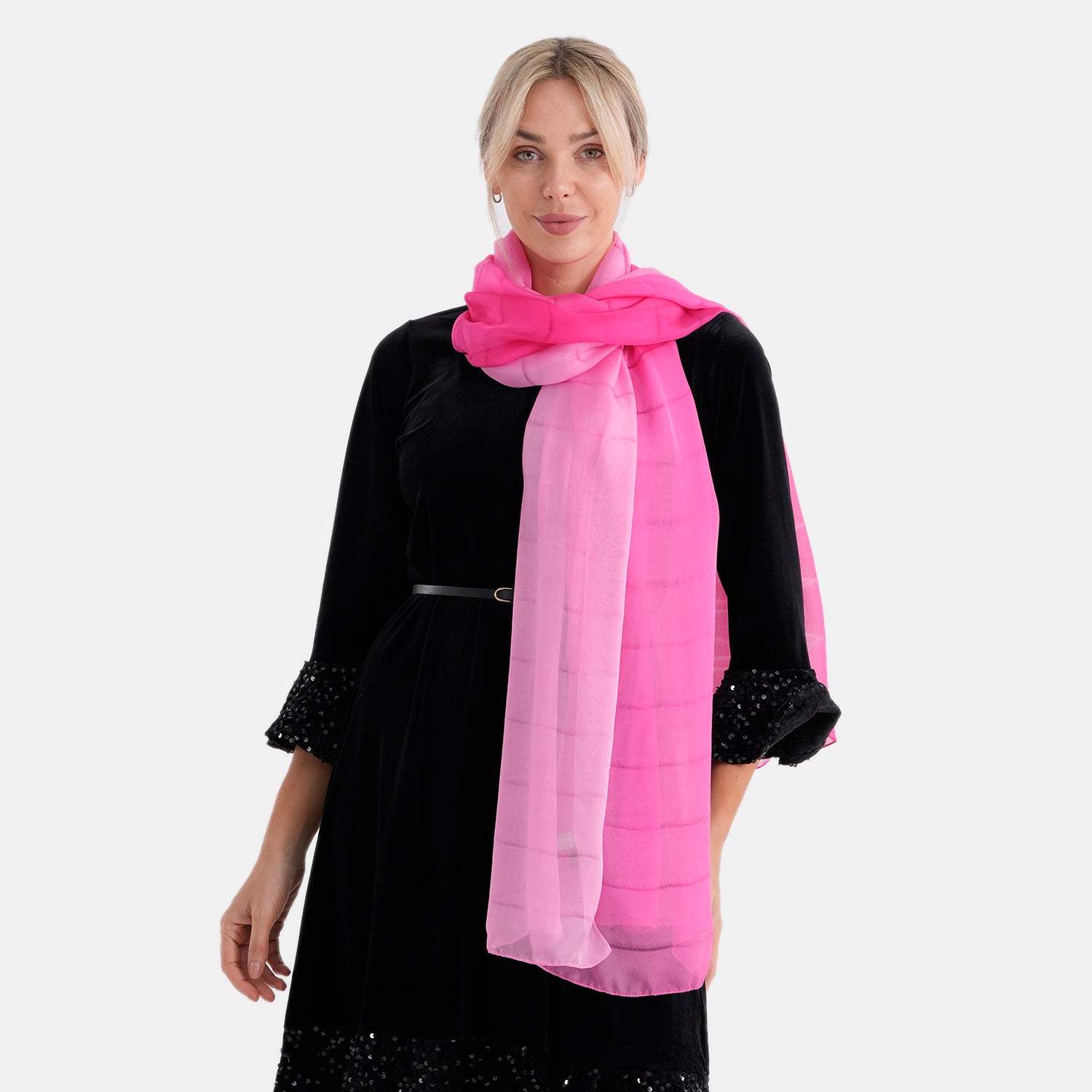 La Marey 100% Mulberry Silk Scarf (177 x 110 cm) - Pink V32533564 3